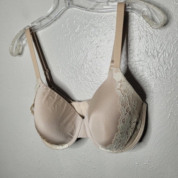 WACOAL 853112 Opulence nude Contour Demi Bra Beige Lace Underwire Sz 32DDD - Picture 2 of 6